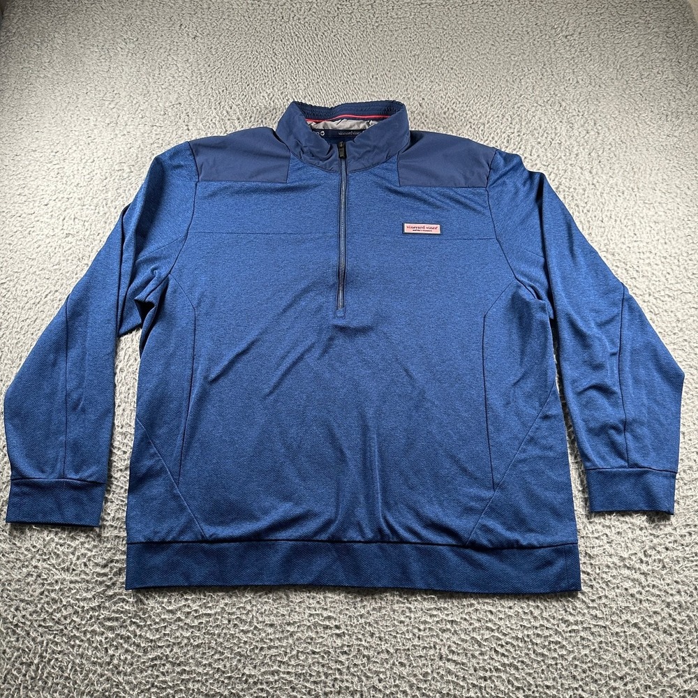 Vineyard Vines Men's‎ Half Zip Pullover Jacket Sweater XL Blue Performance